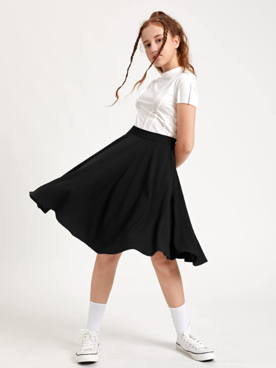 Teen Girls Zip Side Flared Skirt