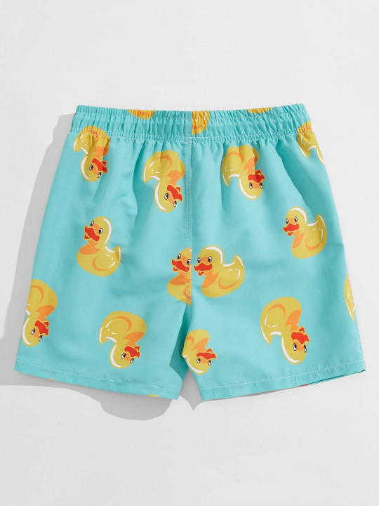 Manfinity Swimmode Men Random Cartoon Duck Print Swim Trunks