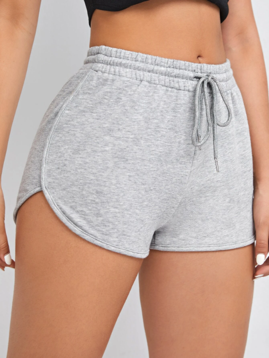 EZwear Solid Drawstring Waist Track Shorts