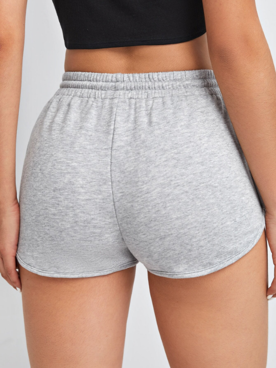 EZwear Solid Drawstring Waist Track Shorts