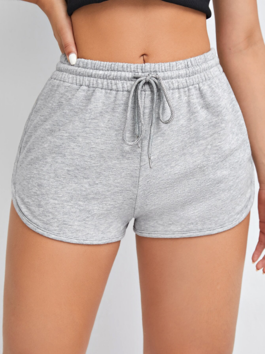 EZwear Solid Drawstring Waist Track Shorts