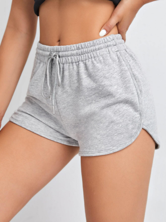 EZwear Solid Drawstring Waist Track Shorts