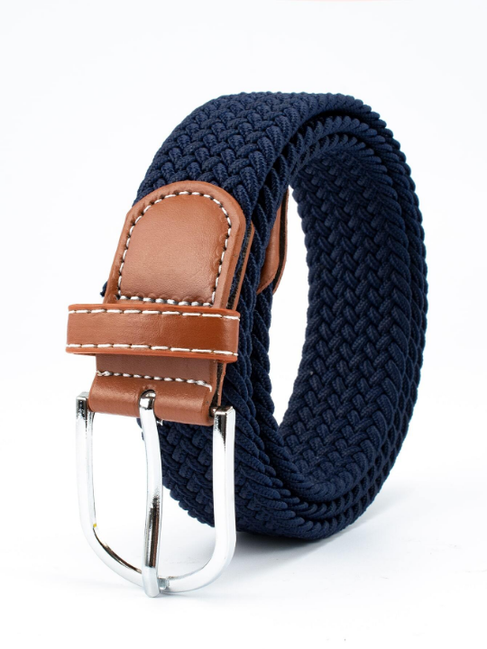 1pc Men Elastic Woven Belt, No Hole Business Casual Golf Belt