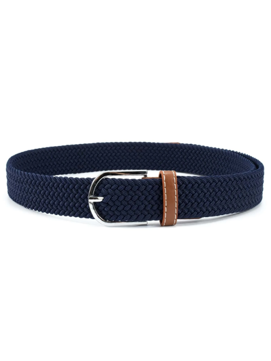 1pc Men Elastic Woven Belt, No Hole Business Casual Golf Belt