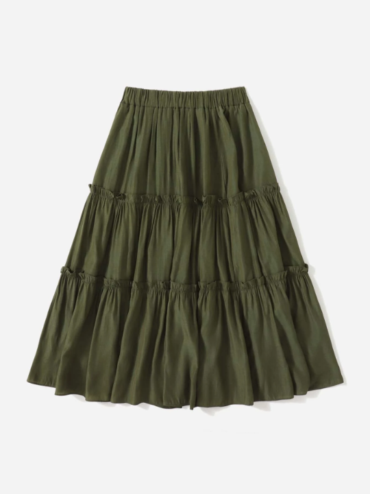 ROMWE Solid Layered Skirt