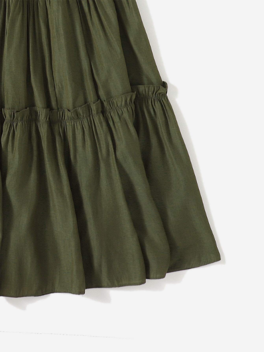 ROMWE Solid Layered Skirt