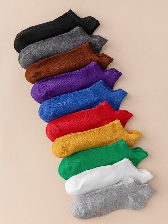 10pairs Solid Ankle Socks