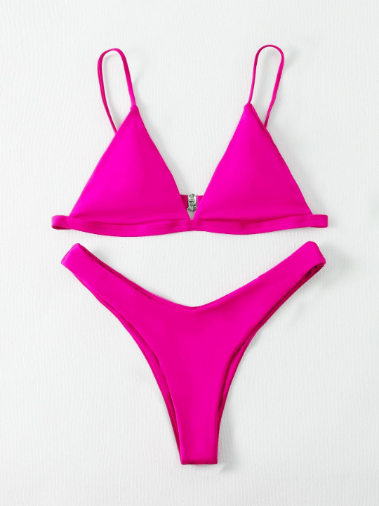 Swim Vcay Triangle High Cut Bikini Swimsuit