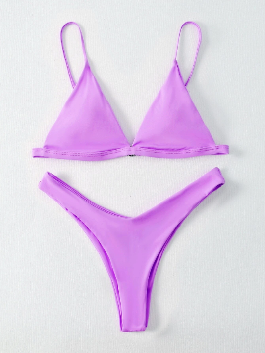 Swim Vcay Triangle High Cut Bikini Swimsuit