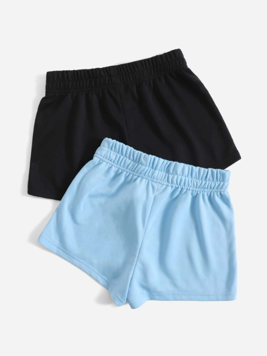 EZwear 2 Pack Solid Elastic Waist Track Shorts