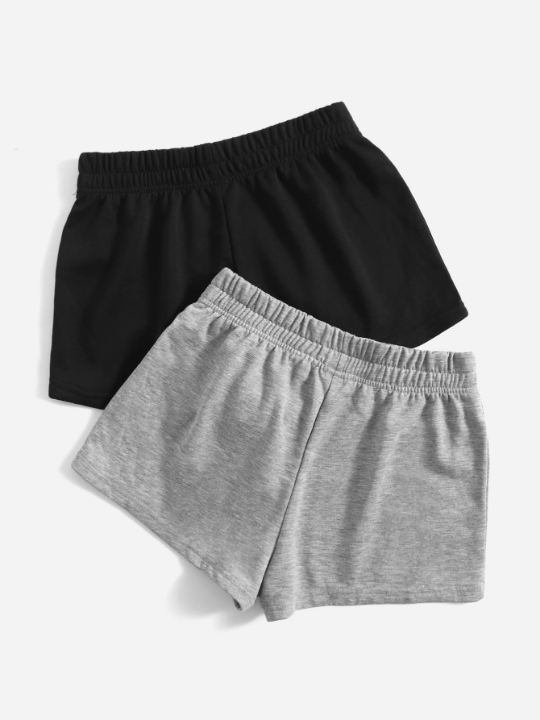 EZwear 2 Pack Solid Elastic Waist Track Shorts