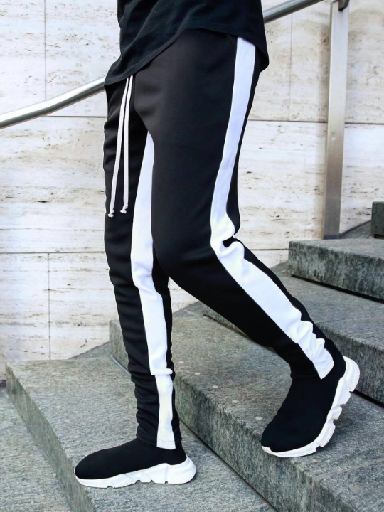 Manfinity Homme Men Letter Graphic Contrast Side Seam Drawstring Waist Sweatpants