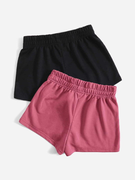 EZwear 2 Pack Solid Elastic Waist Track Shorts