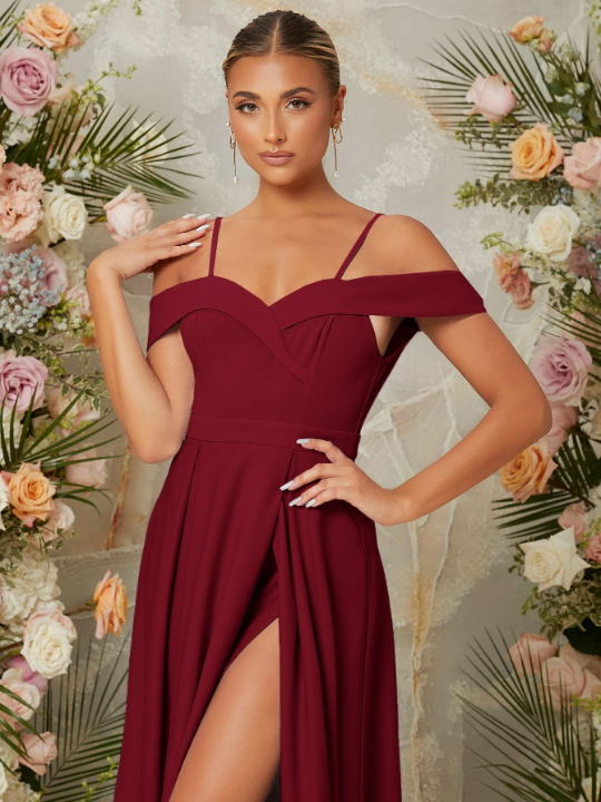 Belle Cold Shoulder Split Thigh Dress