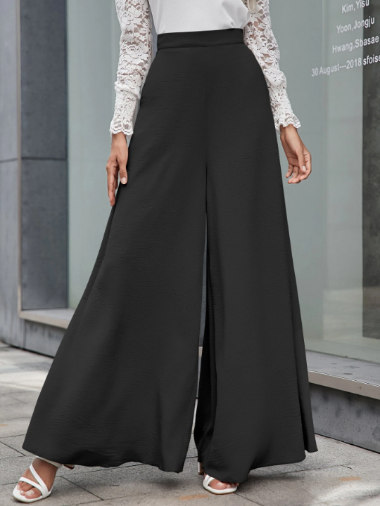 VCAY Slant Pockets Zipper Fly Palazzo Pants