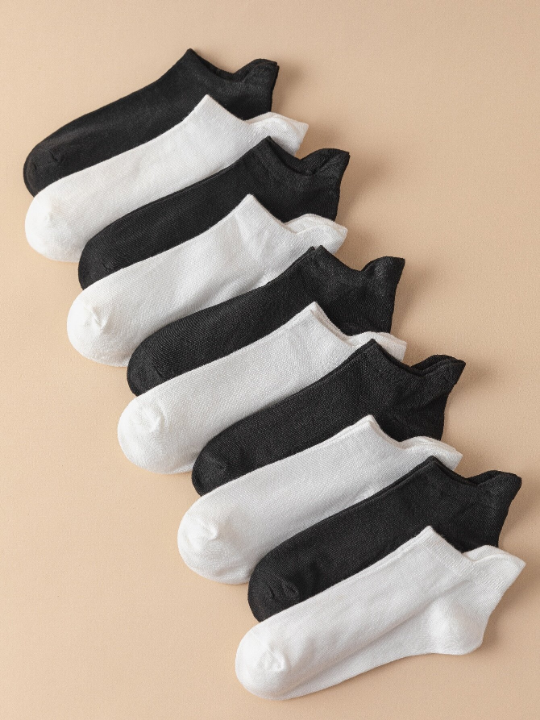 10pairs Solid Ankle Socks