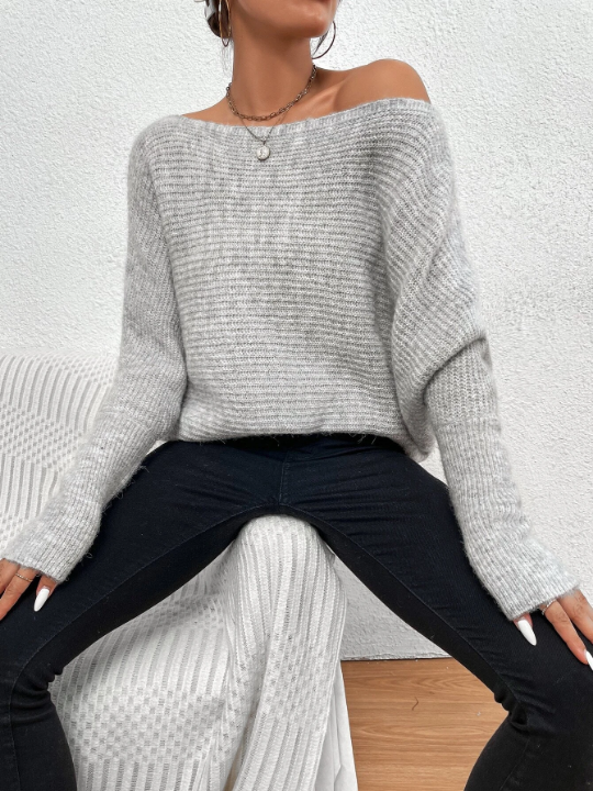 Priv Off Shoulder Batwing Sleeve Sweater