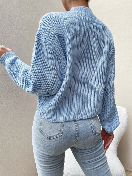 Mock Neck Drop Shoulder Sweater