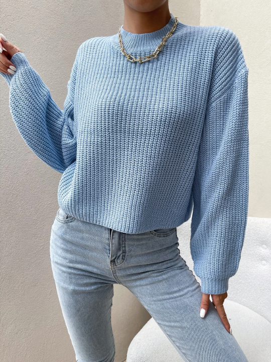 Mock Neck Drop Shoulder Sweater