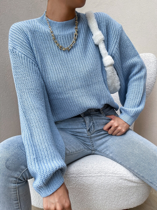 Mock Neck Drop Shoulder Sweater