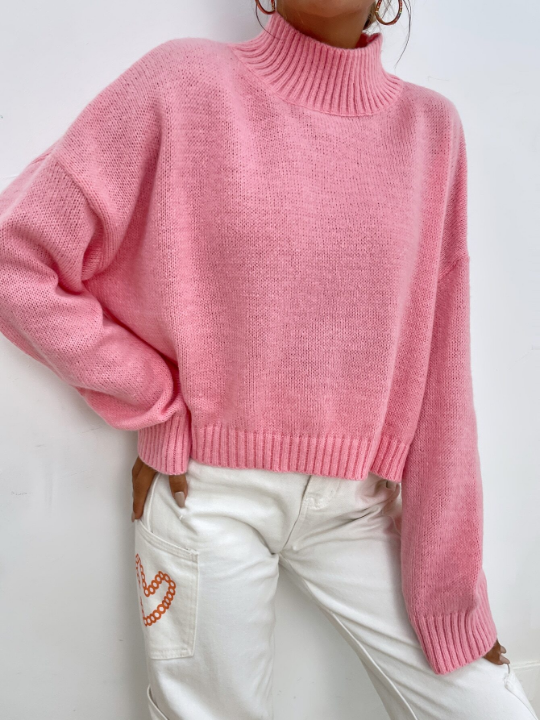 Mock Neck Drop Shoulder Sweater