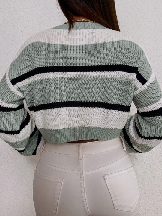 Color Block Drop Shoulder Sweater