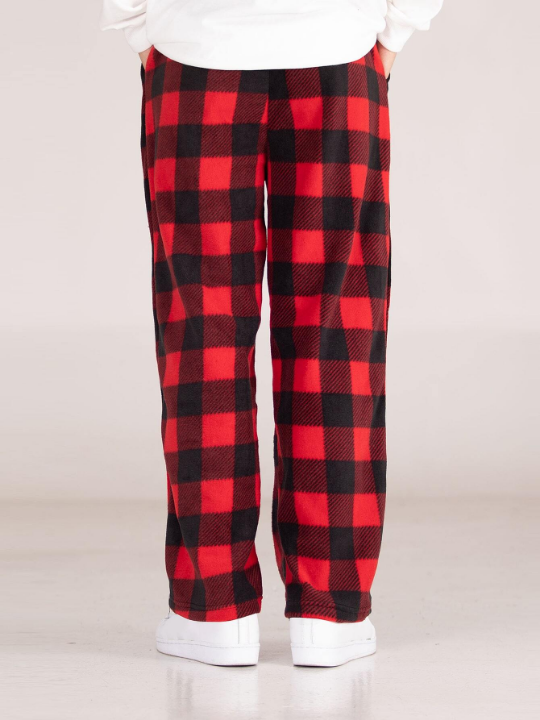 Manfinity Hypemode Men's Loose-Fitting Gingham Print Wide-Leg Pants With Drawstring Waist