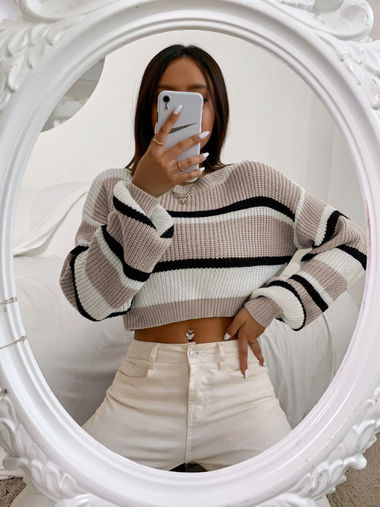 Essnce Color Block Drop Shoulder Sweater