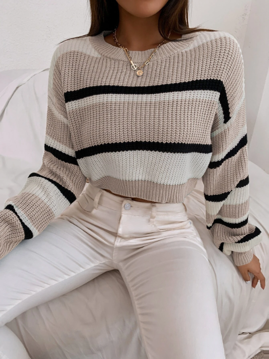 Essnce Color Block Drop Shoulder Sweater