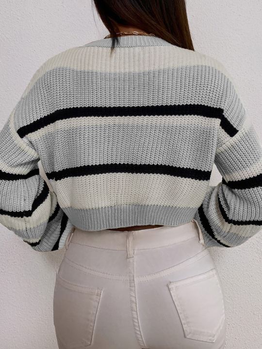 Color Block Drop Shoulder Sweater