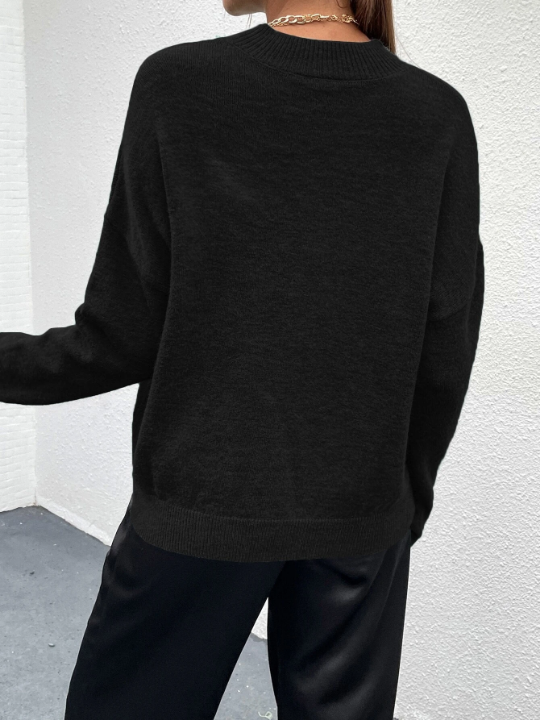 Mock Neck Drop Shoulder Sweater