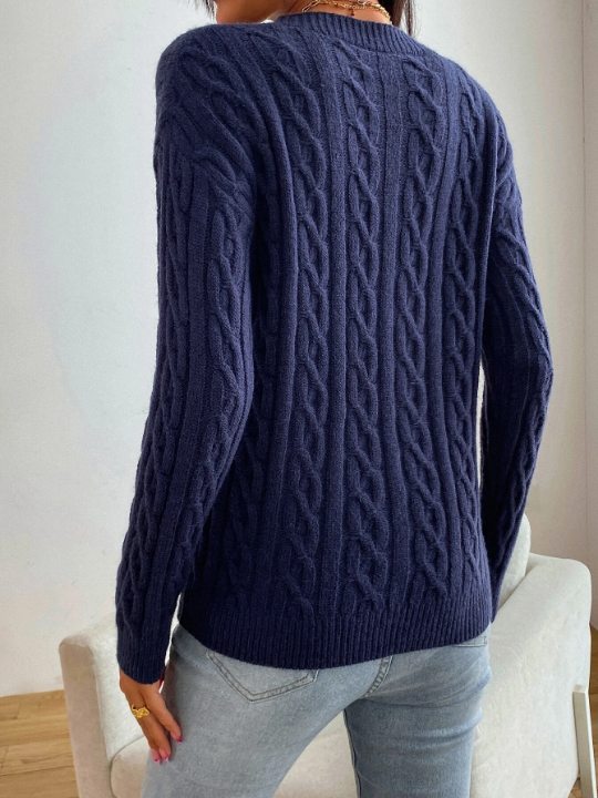 Frenchy Cable Knit Drop Shoulder Sweater