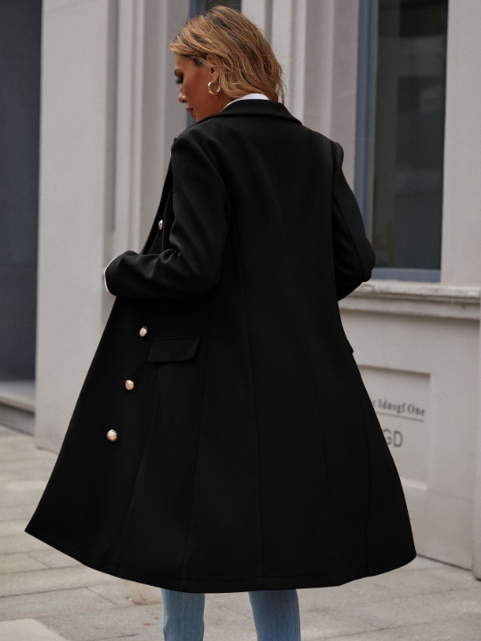 Frenchy Double Breasted Lapel Neck Overcoat