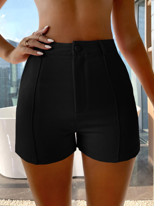 Zipper Fly Seam Detail Shorts