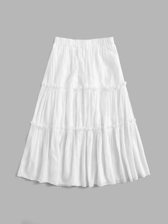 ROMWE Solid Frill Skirt