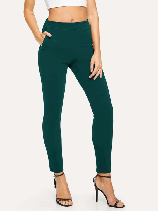 Essnce Mid-Rise Textured Skinny Pants