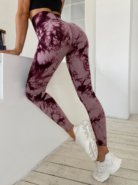 Yoga Trendy Seamless Breathable Softness Tie Dye Sports Leggings