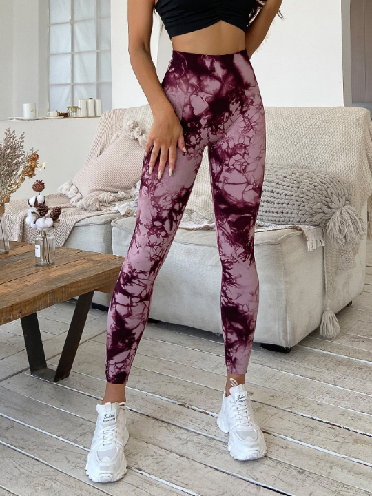 Yoga Trendy Seamless Breathable Softness Tie Dye Sports Leggings