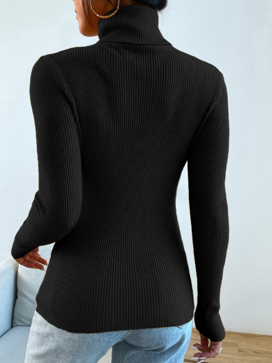 Mulvari Turtleneck Ribbed Knit Sweater Without Necklace