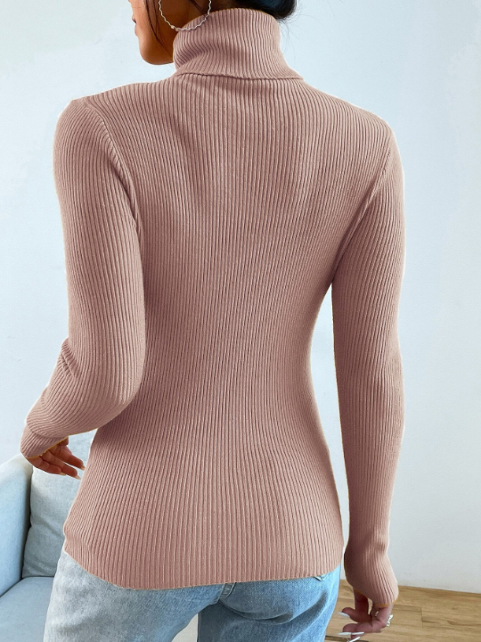 Mulvari Turtleneck Ribbed Knit Sweater Without Necklace