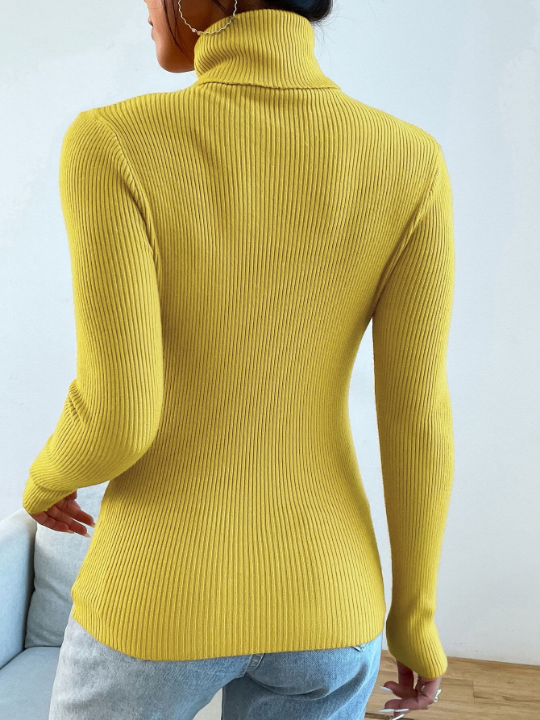 Mulvari Turtleneck Ribbed Knit Sweater Without Necklace