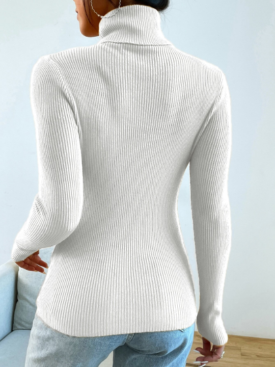 Mulvari Turtleneck Ribbed Knit Sweater Without Necklace