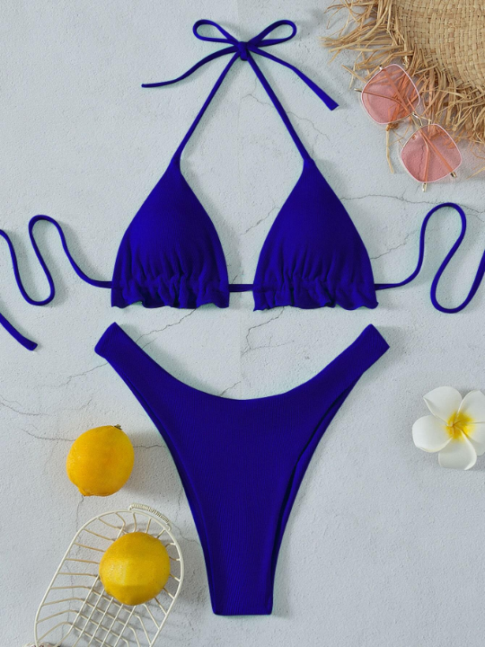 Swim BAE Frill Trim Halter Bikini Swimsuit