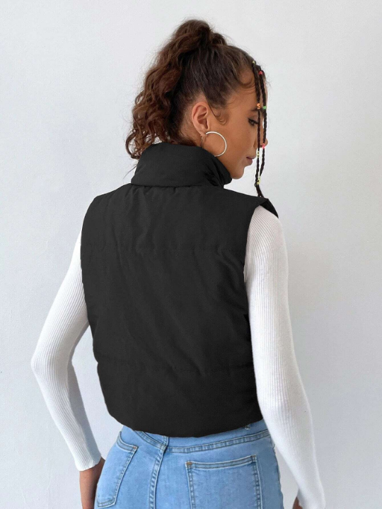 Solid Zip Up Puffer Vest