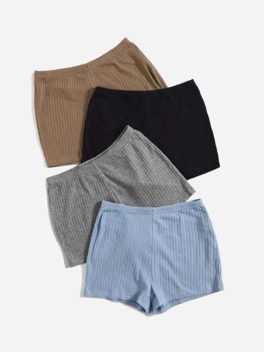 EZwear 4pcs Rib-knit Shorts