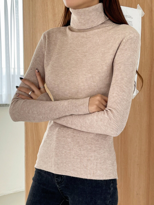 DAZY Ribbed Knit Turtleneck Sweater