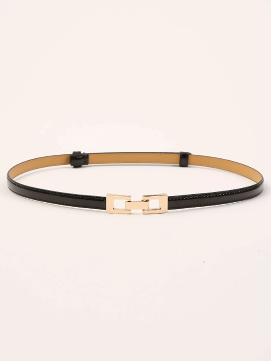 1pc Thin Geo Buckle Skinny Belt