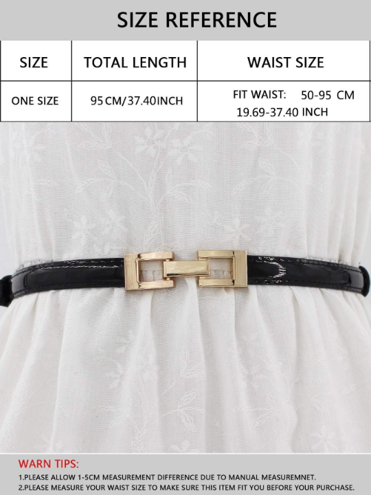 1pc Thin Geo Buckle Skinny Belt