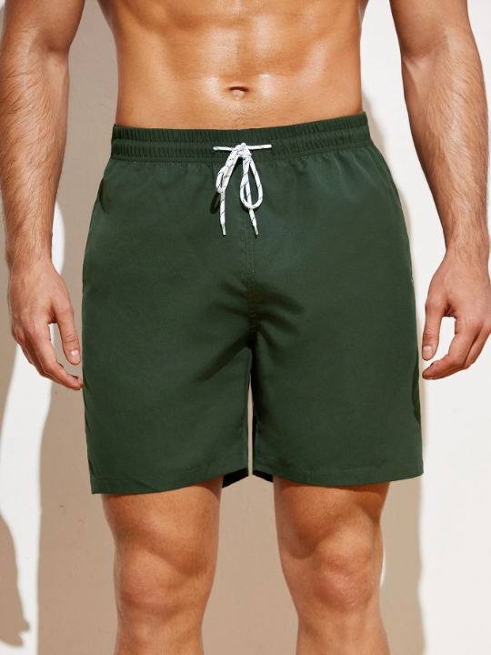 Manfinity Swimmode Men Slant Pockets Drawstring Waist Swim Trunks