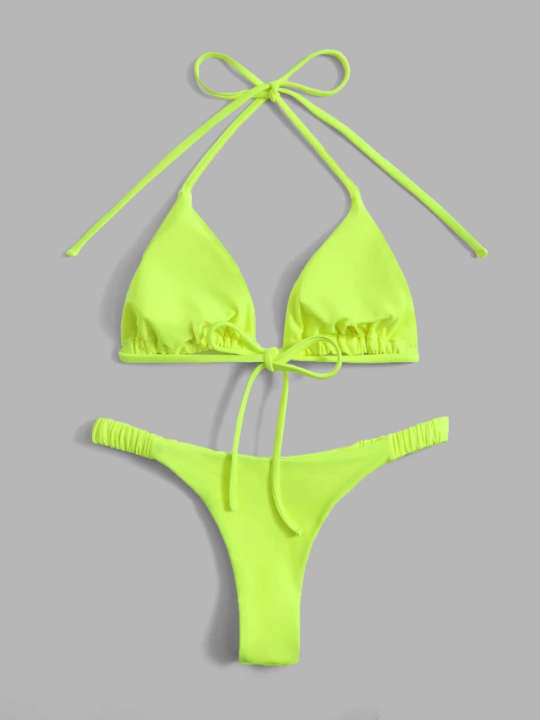 Swim Vcay Halter Triangle Bikini Swimsuit